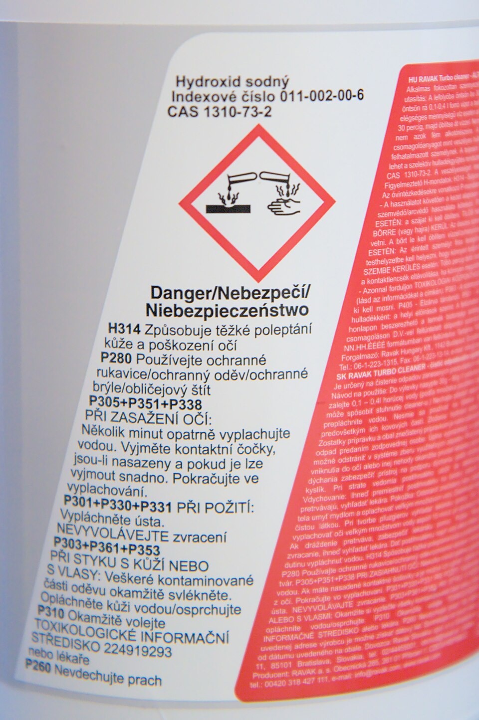 Rotulagem de produto quimico para limpeza de ralos
